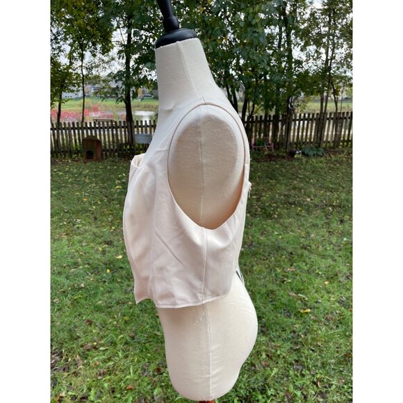 Corset Top 2X Cream Zipper Closure Square Neckline Style  Comfort Plus Size - Picture 2 of 12